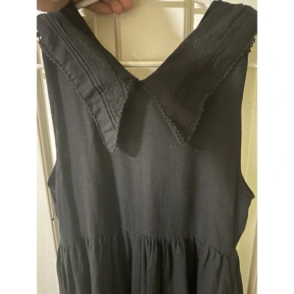 Free People Big Love Black Linen‎ Blend Wide Leg Jumpsuit Size Small Boho - Picture 6 of 6